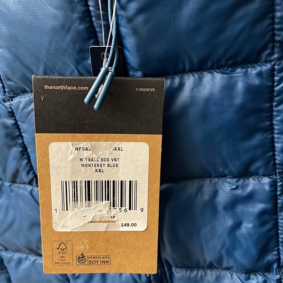 The North Face Thermoball Eco Insulated Quilted Blue Water Resistant Vest XXL - Picture 8 of 8